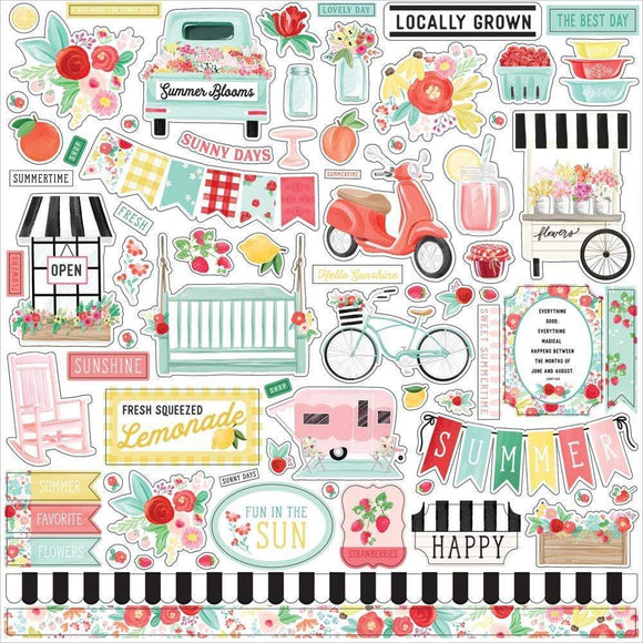 Scrapbooking  Summer Market Cardstock Stickers 12