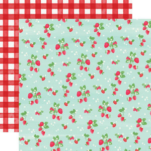 Scrapbooking  Summer Market Double-Sided Cardstock 12"X12" - Strawberries Paper 12x12