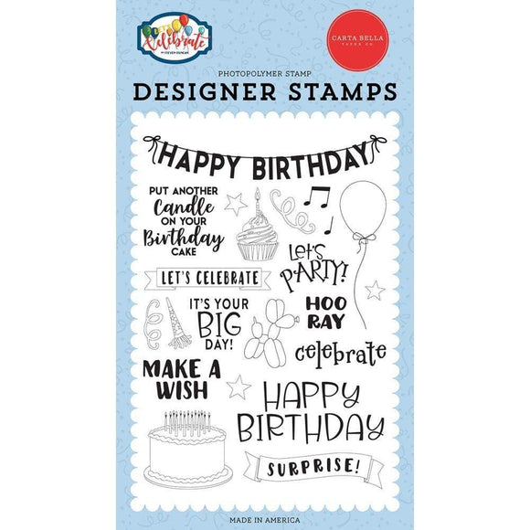 Scrapbooking  Carta Bella Stamps Birthday Surprise, Let's Celebrate Stamps