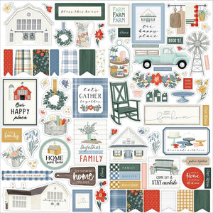 Scrapbooking  Carta Bella Farmhouse Summer Cardstock Stickers 12"X12" Elements stickers