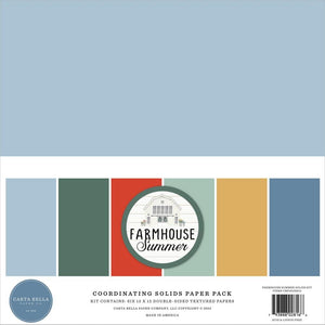 Scrapbooking  Carta Bella Farmhouse Summer Double-Sided Solid Cardstock 12"X12" 6/Pkg stickers