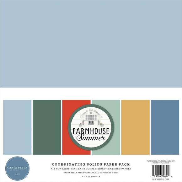 Scrapbooking  Carta Bella Farmhouse Summer Double-Sided Solid Cardstock 12