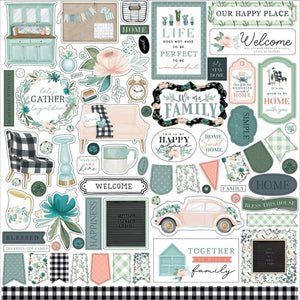 Scrapbooking  Carta Bella Gather At Home Cardstock Stickers 12"X12" Elements stickers