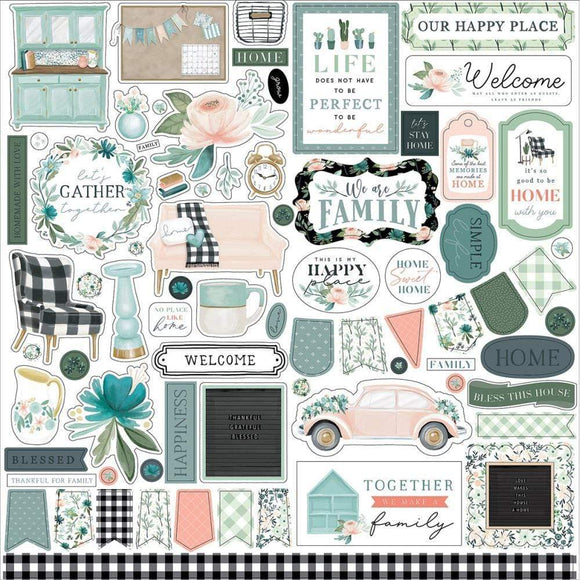 Scrapbooking  Carta Bella Gather At Home Cardstock Stickers 12