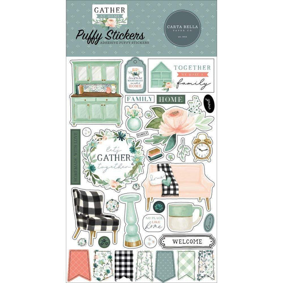 Scrapbooking  Carta Bella Gather At Home Puffy Stickers stickers