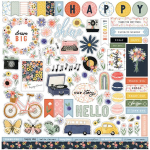 Scrapbooking  Carta Bella Here, There And Everywhere Cardstock Stickers 12"X12" Elements stickers