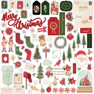 Scrapbooking  Carta Bella Letters To Santa Cardstock Stickers 12"X12" Elements stickers