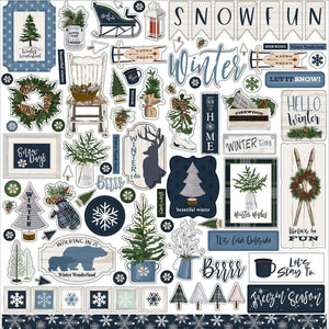 Scrapbooking  Carta Bella Welcome Winter Cardstock Stickers 12"X12" Elements stickers