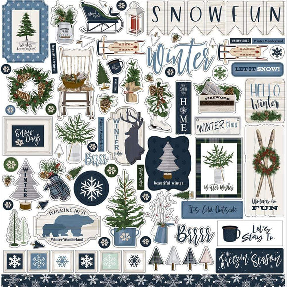 Scrapbooking  Carta Bella Welcome Winter Cardstock Stickers 12