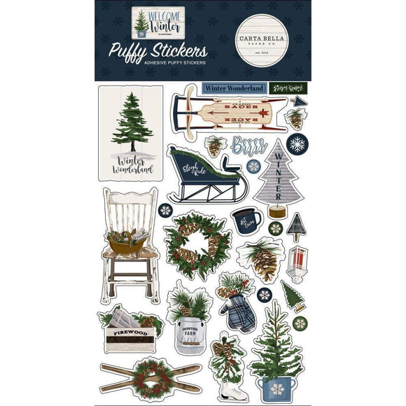 Scrapbooking  Carta Bella Welcome Winter Puffy Stickers stickers
