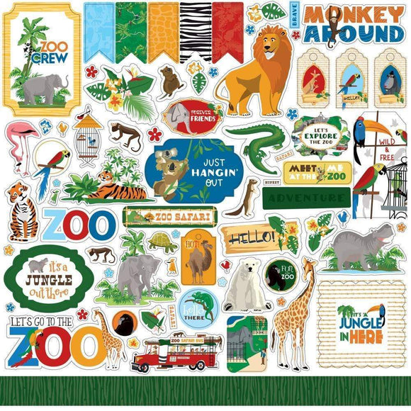 Scrapbooking  Carta Bella Zoo Adventure Cardstock Stickers 12