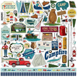 Scrapbooking  Gone Camping Cardstock Stickers 12"X12" Elements stickers