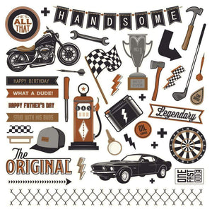 Scrapbooking  Grease Monkey Stickers 12"X12" Elements stickers