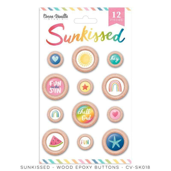 Scrapbooking  Cocoa Vanilla Sunkissed Wood Buttons Embellishments