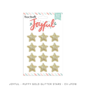Scrapbooking  ***PREODER ***Cocoa Vanilla Joyful Gold Glitter Puffy Stars Embellishments