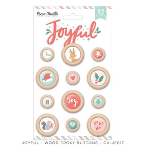 Scrapbooking  ***PREODER ***Cocoa Vanilla Joyful Wood Buttons Embellishments