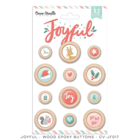 Scrapbooking  ***PREODER ***Cocoa Vanilla Joyful Wood Buttons Embellishments