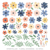 Scrapbooking  Cocoa Vanilla Studios Storyteller Floral Ephemera 55pk Ephemera