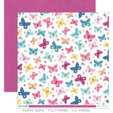 Scrapbooking  Cocoa Vanilla Happy Days – Flutterby Double Sided Paper Paper 12"x12"