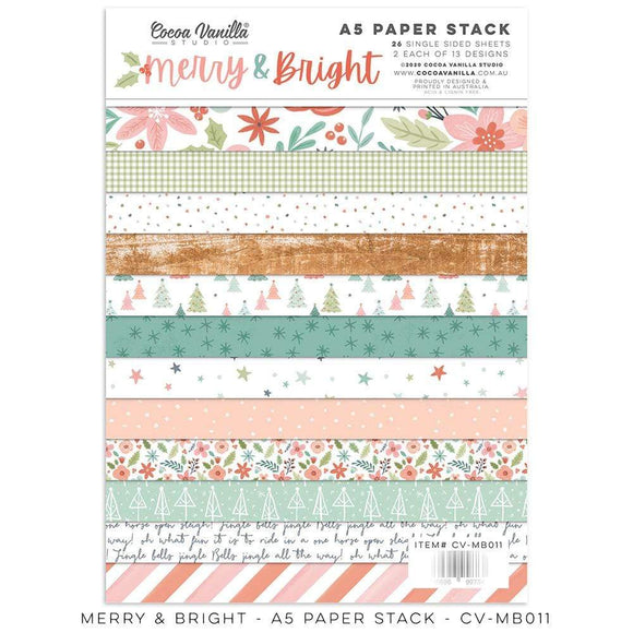Scrapbooking  Cocoa Vanilla Merry & Bright A5 Paper Stack Paper 12