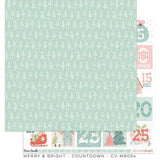 Scrapbooking  Cocoa Vanilla Merry & Bright Double Sided 12'x12" Paper - Count Down Paper 12"x12"