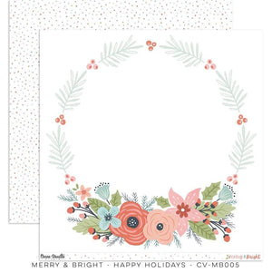 Scrapbooking  Cocoa Vanilla Merry & Bright Double Sided 12'x12" Paper - Happy Holidays Paper 12"x12"