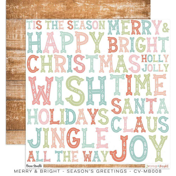 Scrapbooking  Cocoa Vanilla Merry & Bright Double Sided 12'x12