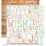 Scrapbooking  Cocoa Vanilla Merry & Bright Double Sided 12'x12" Paper - Seasons Greetings Paper 12"x12"
