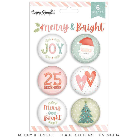 Scrapbooking  Cocoa Vanilla Merry & Bright Flair Buttons 6pk Paper 12