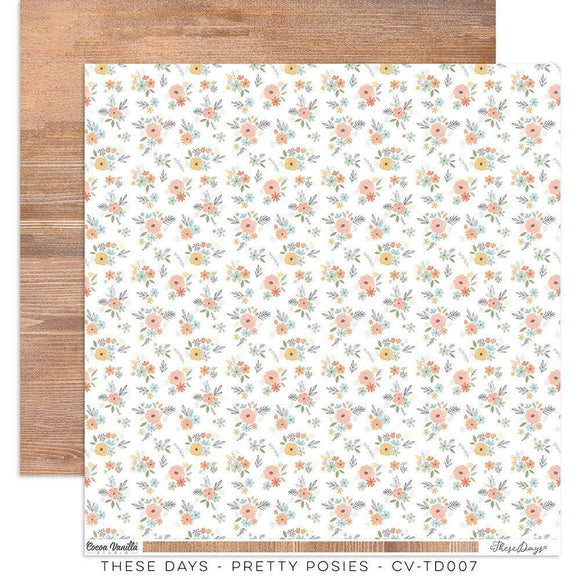 Scrapbooking  Cocoa Vanilla These Days Double-Sided 12″x12″ Paper Pretty Posies Paper 12