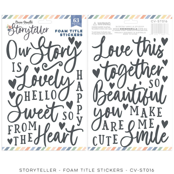 Scrapbooking  Cocoa Vanilla Studios Storyteller Foam Title Stickers 63pk stickers
