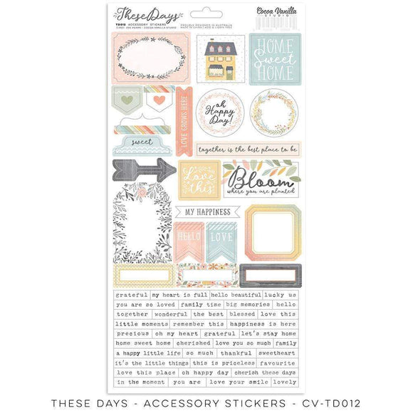 Scrapbooking  Cocoa Vanilla These Days Premium Quality 6″ x 12″ Accessory Stickers Stickers