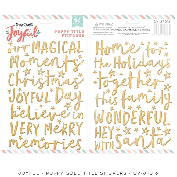 Scrapbooking  ***PREODER ***Cocoa Vanilla Joyful Puffy Gold Title Stickers stickers