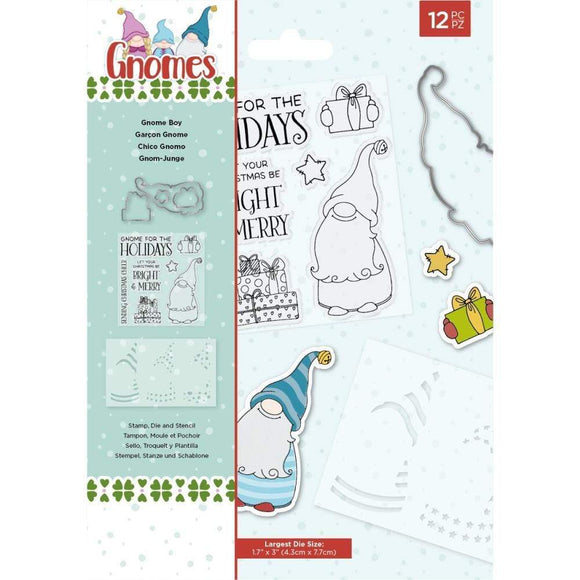 Scrapbooking  Nature's Garden Gnomes Stamps, Stencil & Dies 12/Pkg Gnome Boy dies