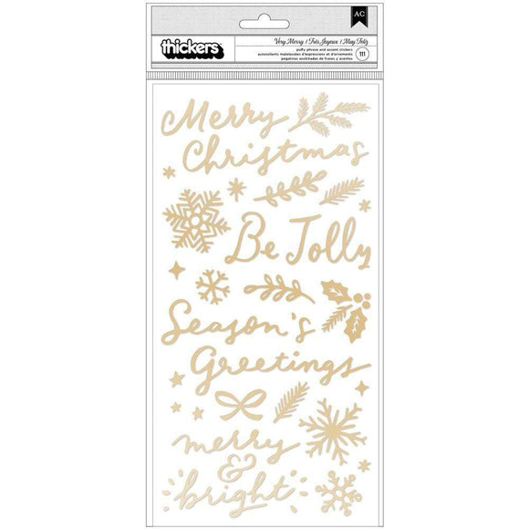Scrapbooking  Hey Santa Thickers Stickers 111/Pkg Verry Merry Accent & Phrase/Puffy Alphas