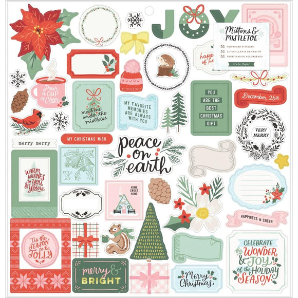 Scrapbooking  Crate Paper Mittens & Mistletoe Chipboard Stickers 12