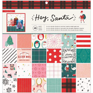 Scrapbooking  Hey Santa Single-Sided Paper Pad 12"X12" 48/Pkg, 24 Designs Chipboards