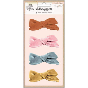 Scrapbooking  Maggie Holmes Marigold Adhesive Velvet Bows 4/Pkg Chipboards