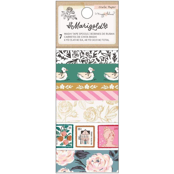 Scrapbooking  Maggie Holmes Marigold Washi Tape 7/Pkg Chipboards