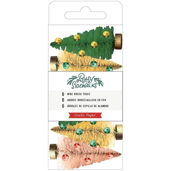 Scrapbooking  Busy Sidewalks Bottle Brush Mini Trees 6/Pkg Embellishments