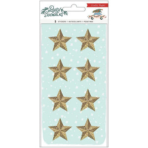 Scrapbooking  Busy Sidewalks Resin Stickers 8/Pkg Stars W/Gold Glitter Embellishments