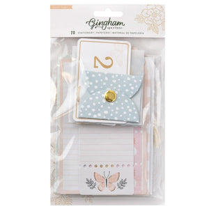 Scrapbooking  Crate Paper Maggie Holmes Gingham Garden Stationery Pack 20/Pkg W/Gold Foil Embellishments