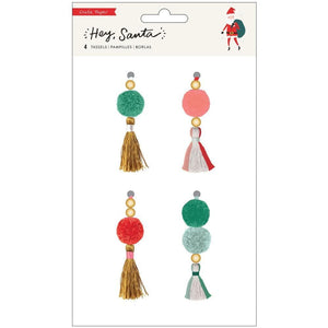 Scrapbooking  Hey, Santa Beaded Tassels 4/Pkg vellum