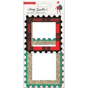 Scrapbooking  Hey, Santa Pom Pom Frames 4/Pkg W/Gold Glitter Accents Embellishments