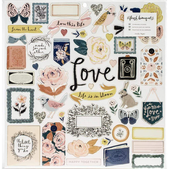 Scrapbooking  Fresh Bouquet Chipboard Stickers 50/Pkg Ephemera