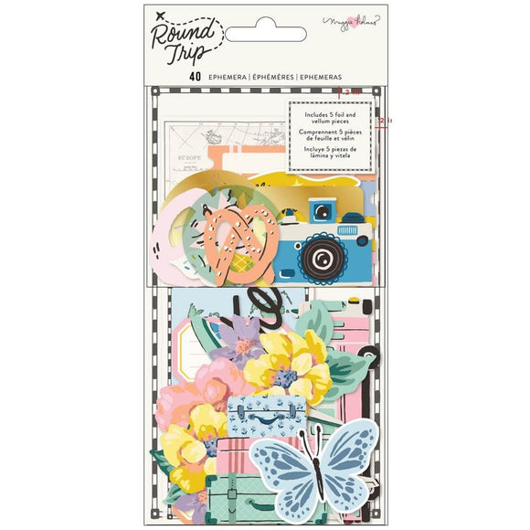 Scrapbooking  Maggie Holmes Round Trip Ephemera Cardstock Die-Cuts 40/Pkg Icons Ephemera