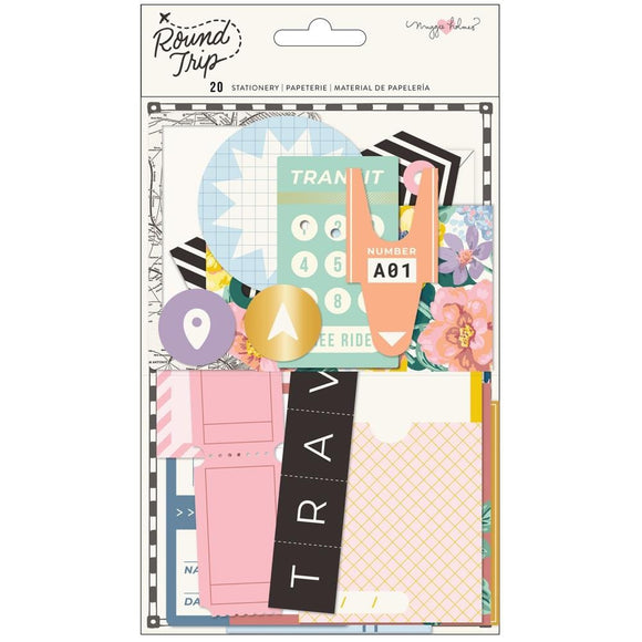 Scrapbooking  Maggie Holmes Round Trip Stationery Pack 20/Pkg W/Gold Foil Ephemera