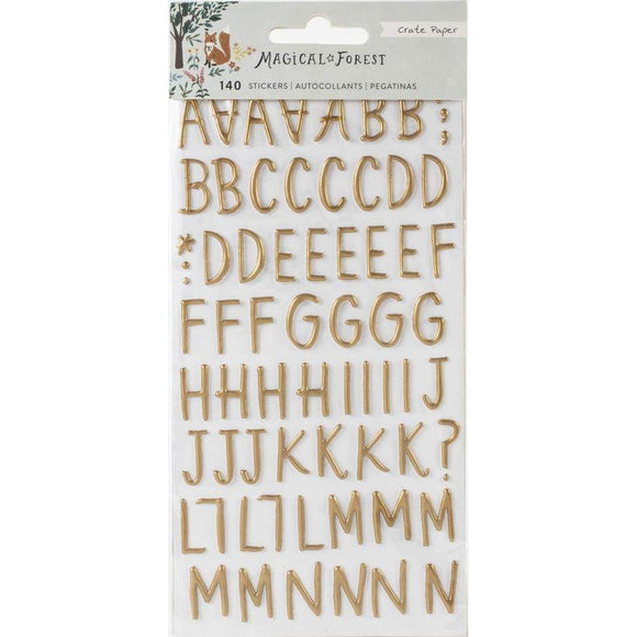 Scrapbooking  Magical Forest Puffy Stickers 140/Pkg Alpha W/Copper Foil Finish Ephemera