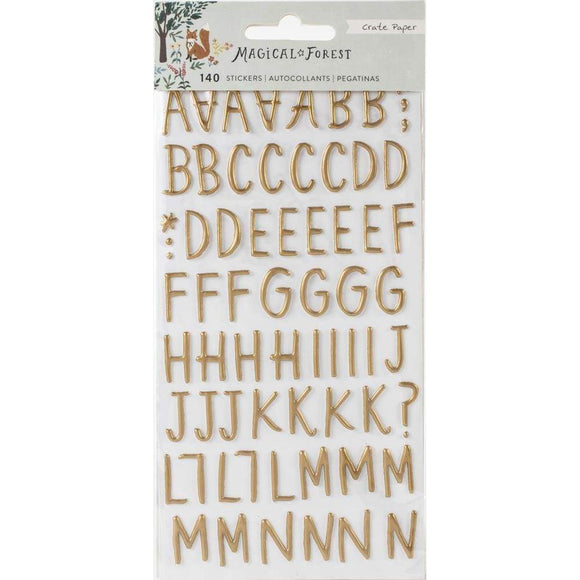 Scrapbooking  Magical Forest Puffy Stickers 140/Pkg Alpha W/Copper Foil Finish Ephemera