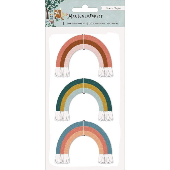 Scrapbooking  ***On backorder *** Magical Forest Rainbow Embellishments 3/Pkg Rainbows Ephemera